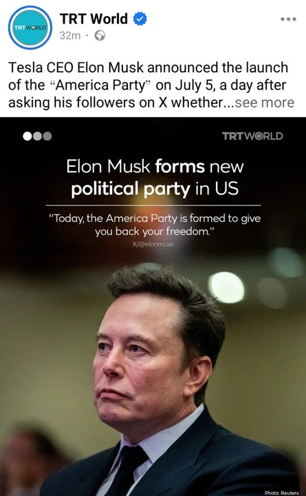 The America Party: Elon Musk Forms New Political Party – by Tomide davies
